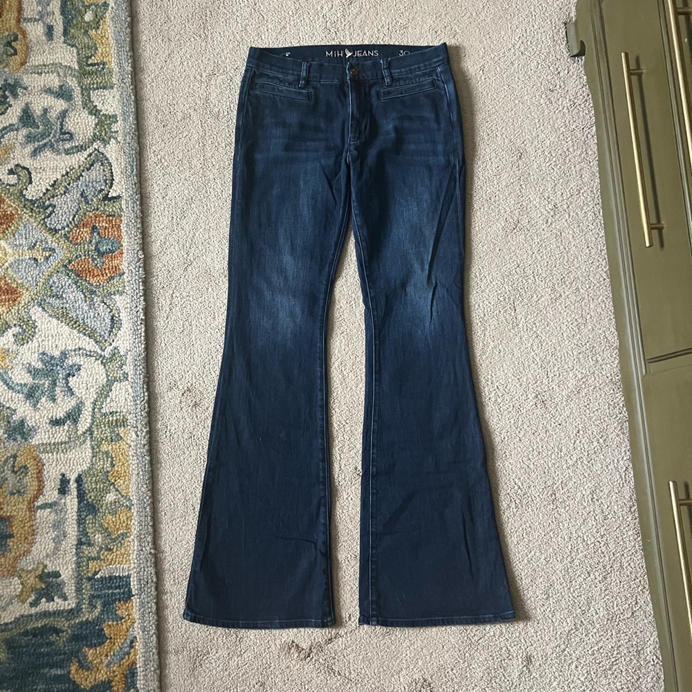 Anthropologie MiH Jeans Flare Dark Denim Mid Rise
